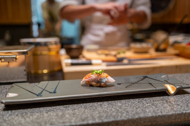 istock Chef is making Japanese Omakase in the restaurant 2164048376