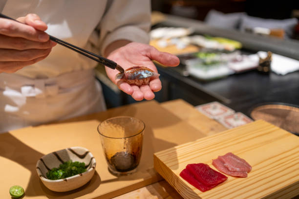 istock Chef is making Japanese Omakase in the restaurant 2164048377