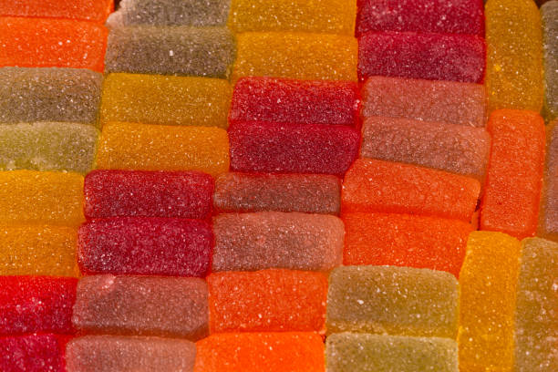 Marmalade candies as a background. Top view.