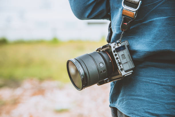 istock Modern full frame digital camera compact small size, light weight, easy to carry, agile, high performance with advance focus technology. 2164057755
