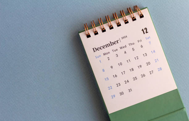 istock Calendar for December 2024 on a grey background. 2164061162