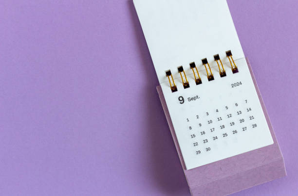 istock Monthly desk calendar for September 2024 on your desktop. Copy space. 2164061536