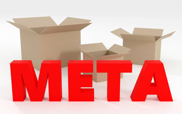 istock 3d rendered red sign Meta on light podium, soft light, smooth background, 3d rendering 2164063517