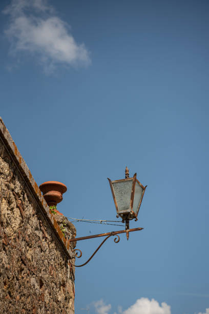 Stylized Wall Street Lamp on Stone Wall in Penza