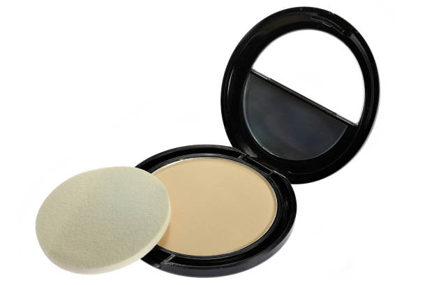 istock pressed powder foundation with mirror and sponge isolated on white background 2164073970