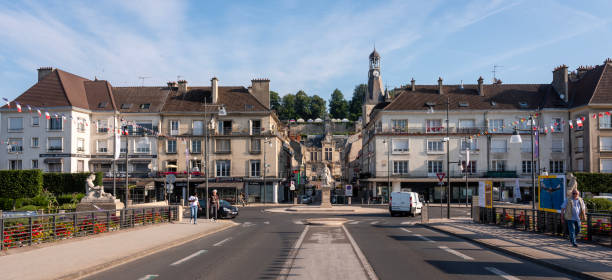 chateau thierry, france, 20 july 2024: old centre on early morning in french town of chateau thierry