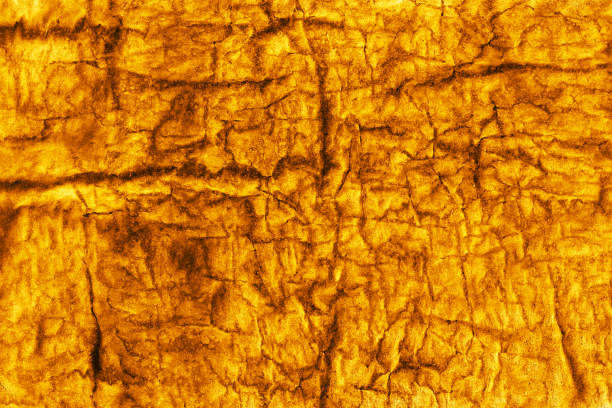 Wrinkled antique rustic stained paper backdrop. Grunge spray brown stains. Ancient look.