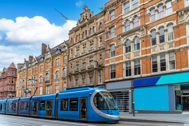Tram public transport in Birmingham city centre