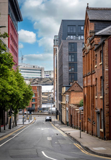 Side road with mixed use buildings in Birmingham city centre