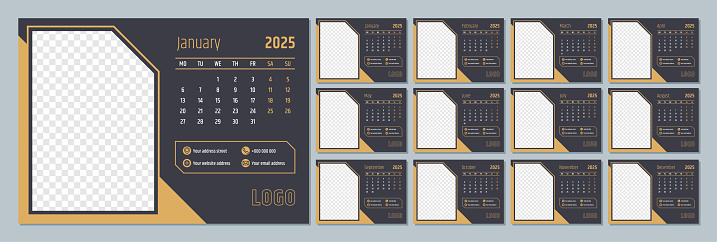 2025 Calendar Template Corporate And Business Calendar The Week Starts ...