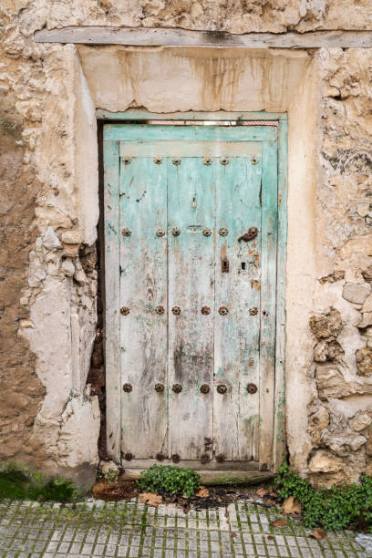 istock Old wooden door with peeling paint 2164086596