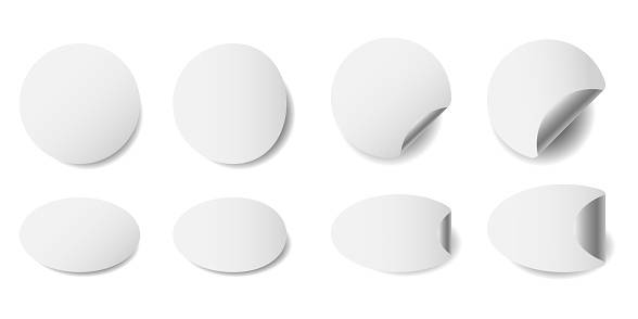 Round Sticker Fade Set Of Paper Round Stickers With Peeling Corner And Shadow Isolated ...