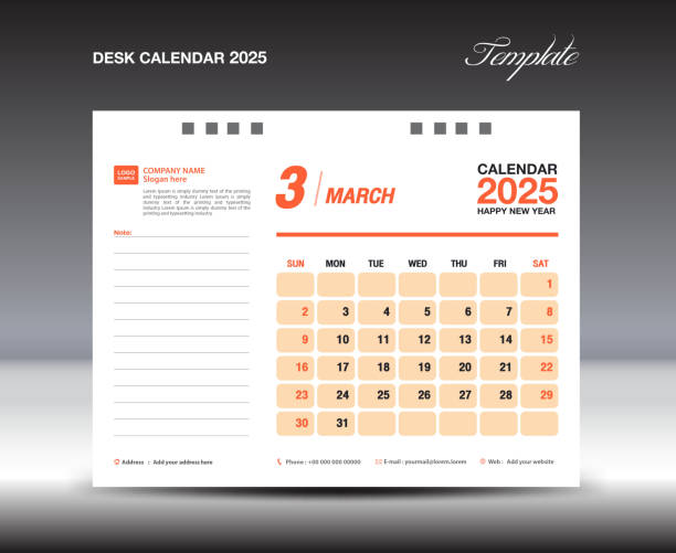Desk calendar 2025 design, March 2025 template, Calendar 2025 template, planner, simple, Wall calendar design, week starts on sunday, printing, advertiement, Orange background, vector Desk calender 2025 design, March 2025 template, Calendar 2025 template, planner, simple, Wall calendar design, week starts on sunday, printing, advertiement, Oragne background, vector desk calendar mockup stock illustrations