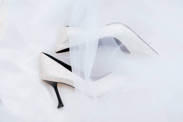 istock White diamond-studded women's high heels 2164100647