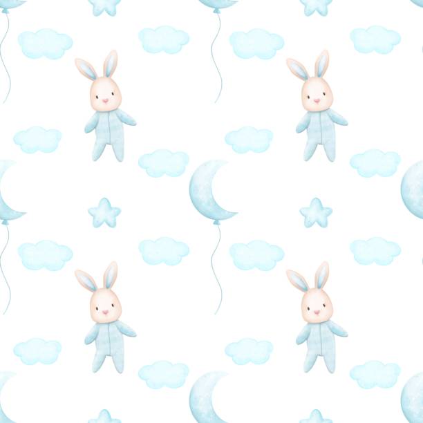 istock Seamless pattern cute bunnies.Watercolor hand drawn color children's illustration, print with cute bunnies.Kids print.Baby collection.boy or girl,for baby shower.Children’s decorations. 2164105909