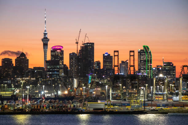 Skyline of Auckland at Dusk - Auckland, New Zealand
