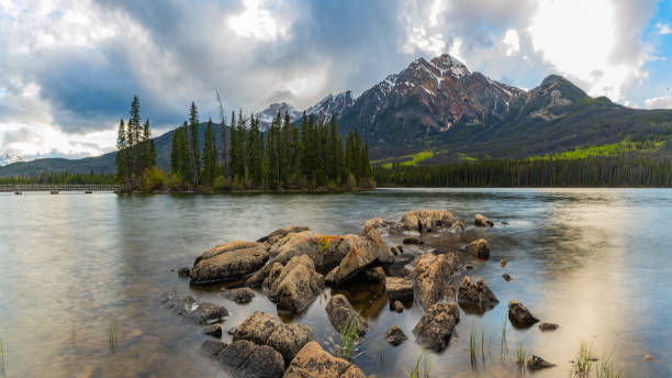 istock Pyramid Lake in Jasper National Park during summer time. 2164114689