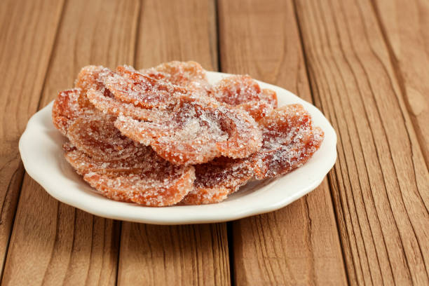 istock Candied nutmed on a white plate. 2164115586