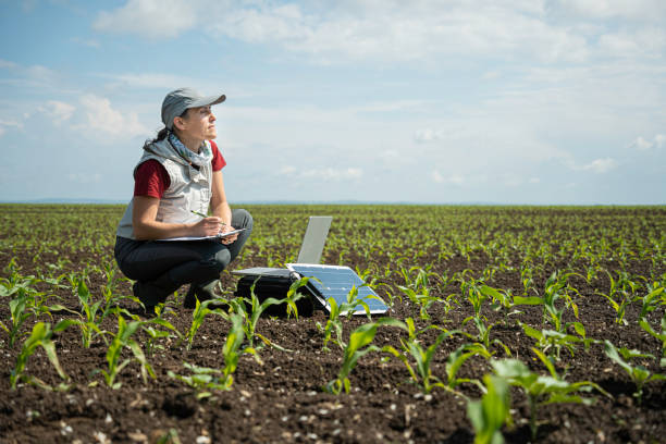 istock Regenerative Agriculture & Ecology. Soil Study with Mobile Lab. 2164115671