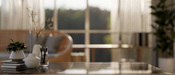 istock A home decor and a copy space for displaying products on a table in a cozy Scandinavian living room. 2164125730