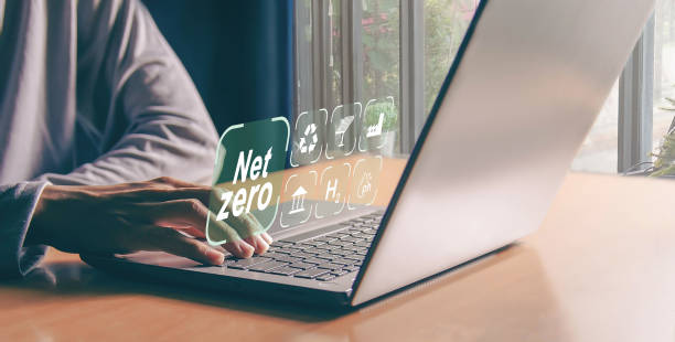 istock Carbon neutral is the 2050 net zero carbon dioxide emissions state. 2164126902