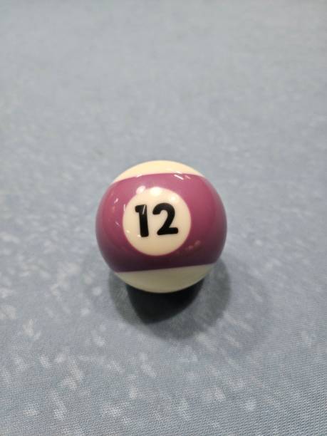 Pool balls on gray table sport game set known as eight ball pool. Number