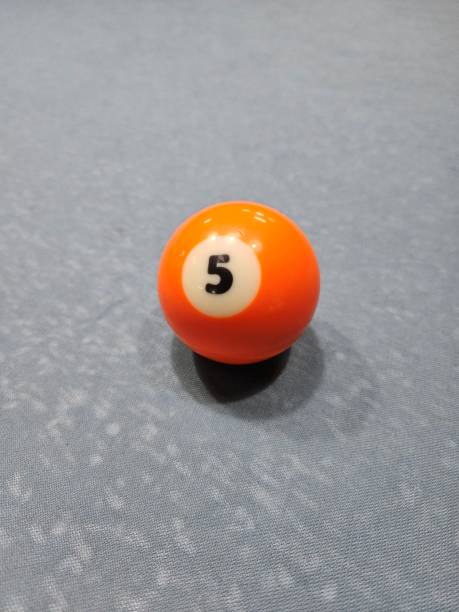 istock Pool balls on gray table sport game set known as eight ball pool. Number five. 2164127724