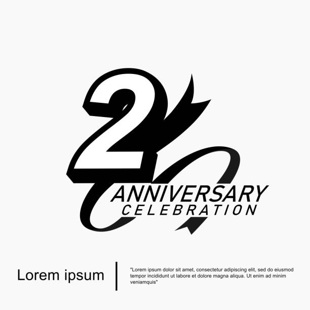 2nd years anniversary celebration emblem. black logo isolated with ribbon on white background. vector illustration template design for web, flyers, poster, greeting card and invitation card