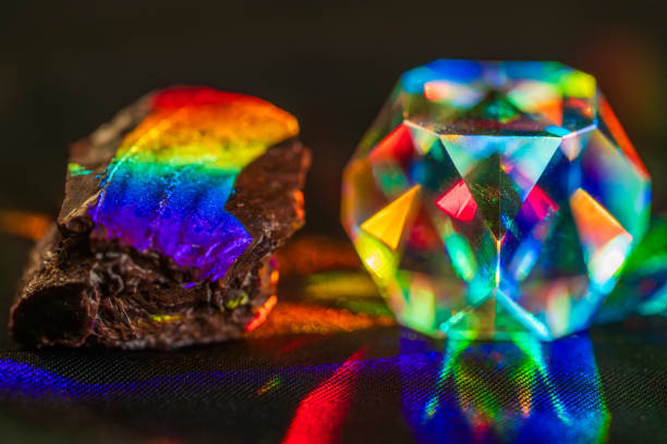 istock geologic rock with geometric prism light 2164129482
