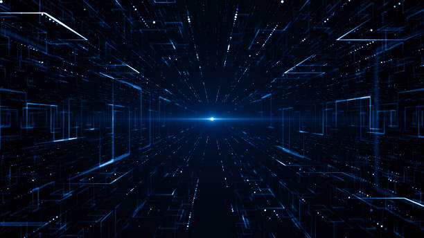 Technology tunnel digital business corporate abstract particles hex presentation broadcast background