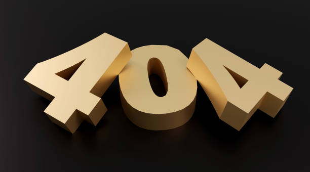 istock 3d render golden sign 404 and black background. Simple minimalism concept. 2164134802