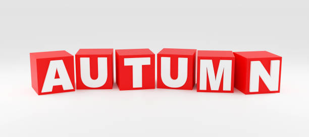 istock Red cubes or boxes Letters on a white background saying Autumn 2164134848