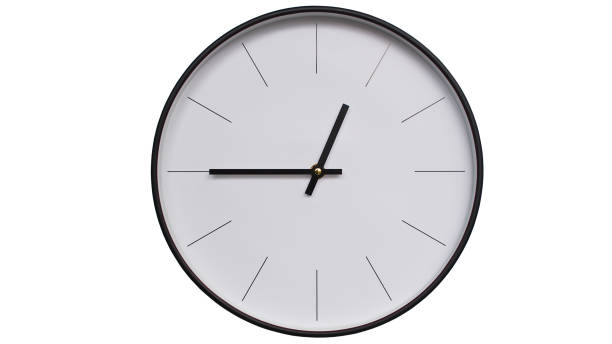 istock Minimalist Black and White Wall Clock on White background - Perfect for Time Management and Scheduling Concepts - 00.45 2164135870