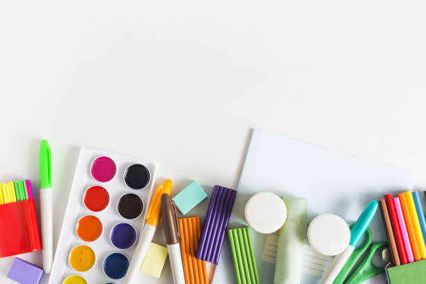 A set of objects for creativity and close-up on a light background