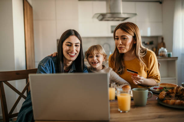 istock Girls credit card using time 2164141679