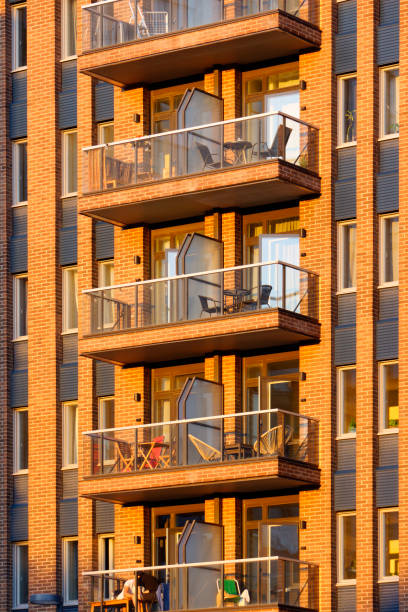 istock Balconies in apartment residential building 2164143833