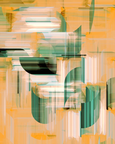 istock Retro mid-century abstract screenprint-style modernist background. Fractal art. 2164145187