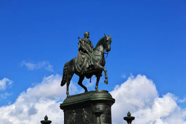 Dresden, Germany - 07 Sep 2015: The statue close Semper Opera House, Semperoper in Dresden, Saxony, Germany