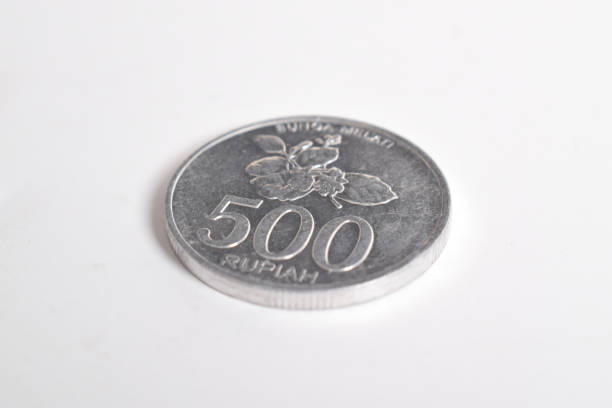 Indonesian rupiah coin isolated on white background. 500 rupiah coin Indonesia