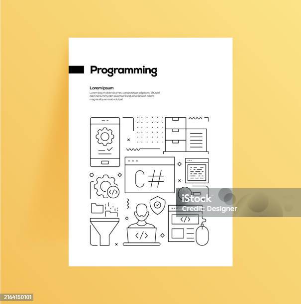 Programming Related Line Style Banner Design For Web Page Headline ...
