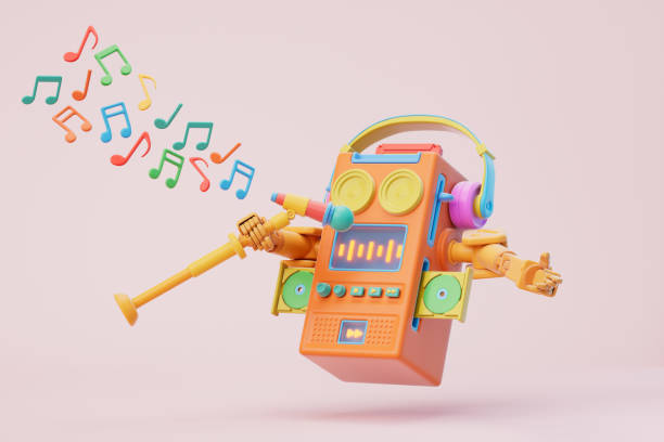 istock 3d rendering music Acoustic robot 2164151391