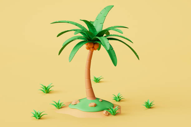 istock 3d rendering cartoon travel coconut tree and 2164151560