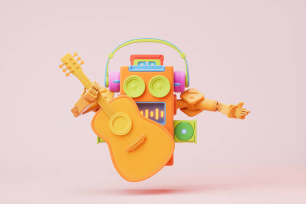 istock 3d rendering music Acoustic robot 2164151579