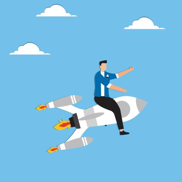 istock Start business, startup or begin new company, boost business acceleration, fast rising or courage entrepreneur, creativity to win concept, courage businessman with firework booster starting to fly 2164152660