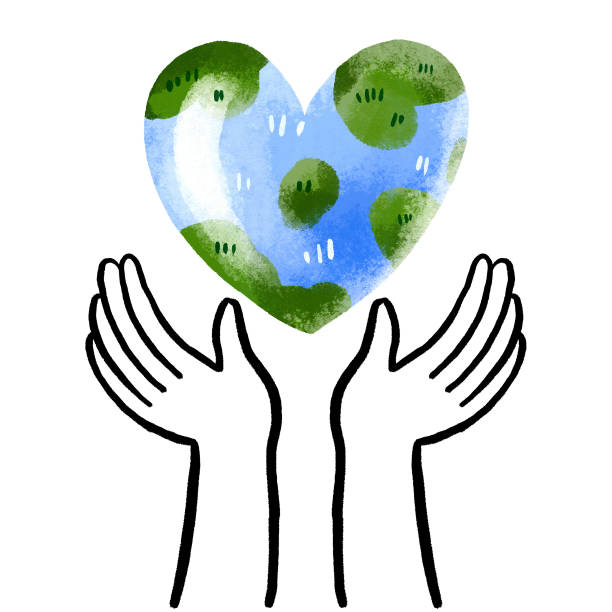 istock Drawing Save the planet. Ecology. Hands holding planet earth. Cute hand drawn cartoon illustration on isolated background 2164155518