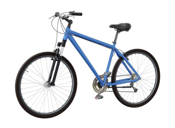 istock Blue bicycle, side front view isolated on white background, 3D illustration 2164156309