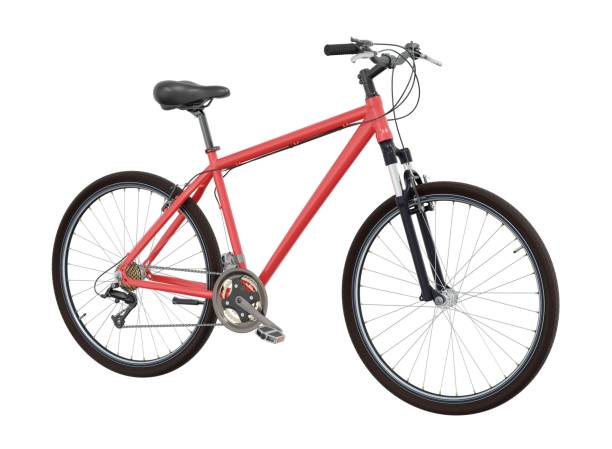 istock Red bicycle, side front view isolated on white background, 3D illustration 2164156323