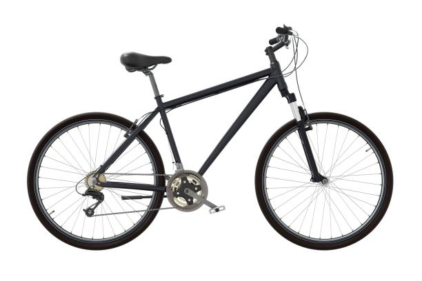 istock Black bicycle, side view isolated on white background, 3D illustration 2164156383