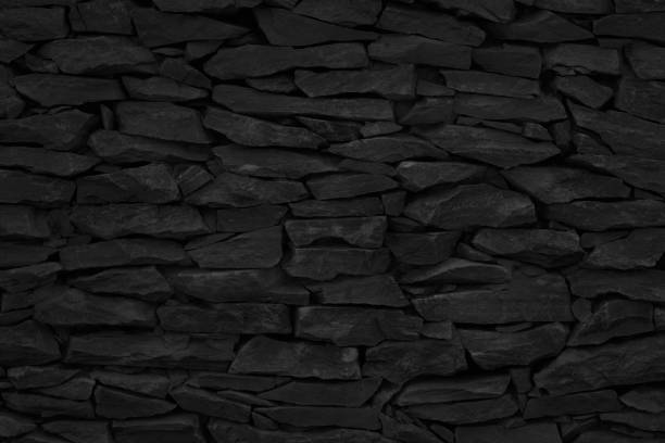 istock Old dark black stone brick wall texture with vintage style for background and design art work. 2164159964