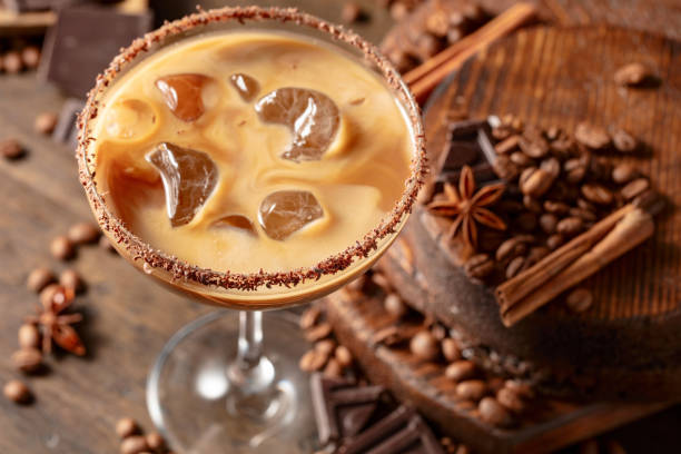 istock Cream and coffee cocktail with ice. 2164160854